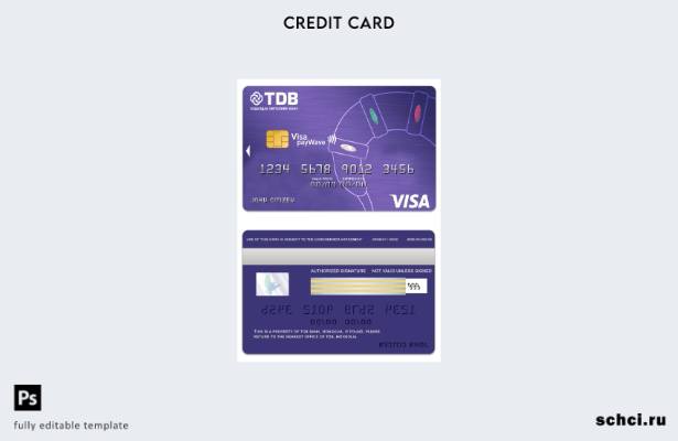 цифровая загрузка шаблона карты Visa PayWave Монгольского TDB Bank